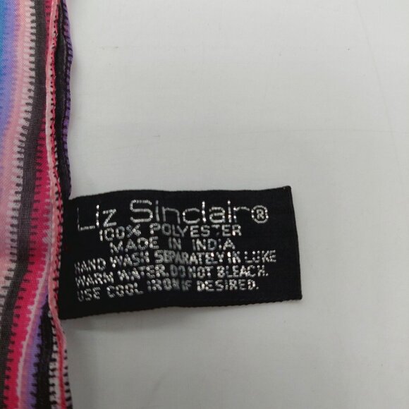Liz Sinclair Oblong Scarf Multicolor Pink Western Made In India Rayon 10x62 - Picture 8 of 8